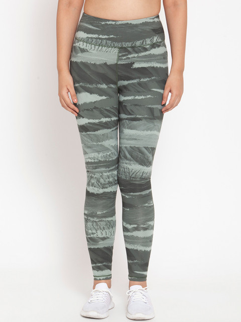 

Boston Club Women Green Printed Training or Gym Tights