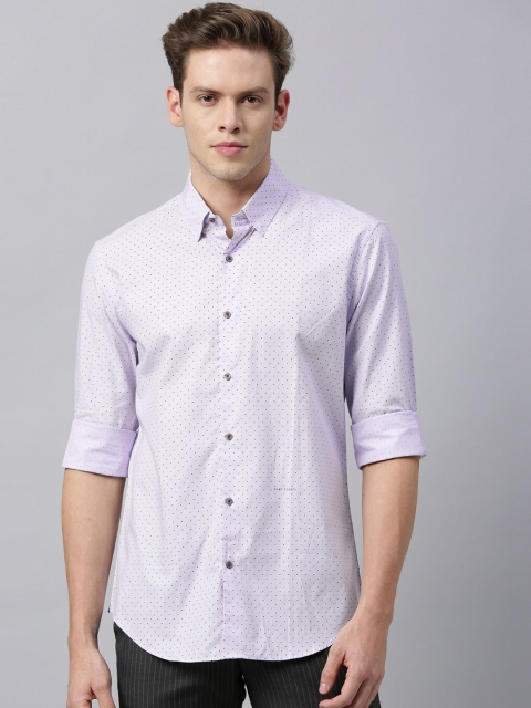 

RARE RABBIT Men Lavender Tailored Fit Printed Casual Shirt