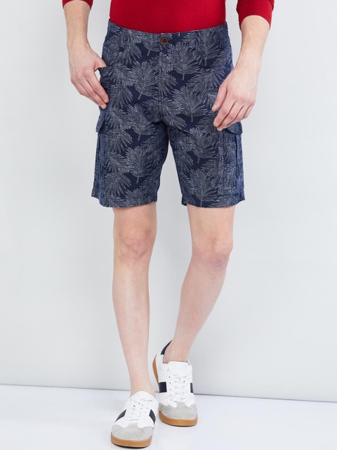 

max Men Navy Blue Printed Regular Shorts