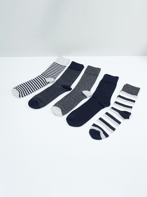 

max Men Pack of 5 Crew-Length Socks, Navy blue