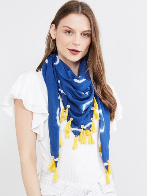 

max Women Blue Printed Scarf