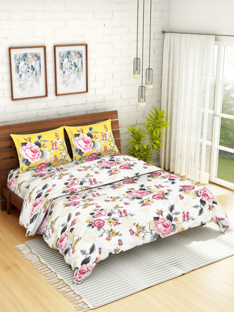 

SPACES White & Pink Floral Print Bedding Set
