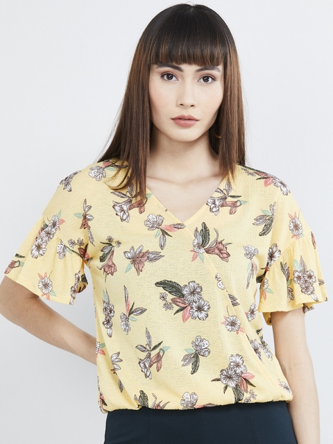 

max Women Yellow Printed Top