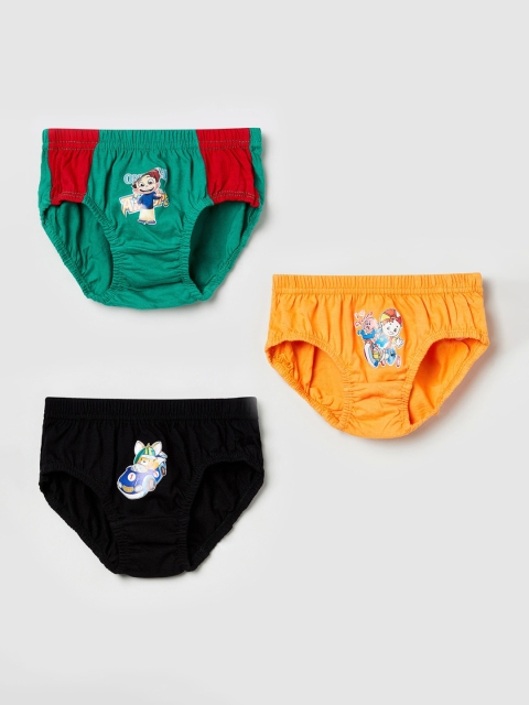 

max Boys Pack of 3 Printed Basic Briefs NOS19MDIN11MULTI, Green