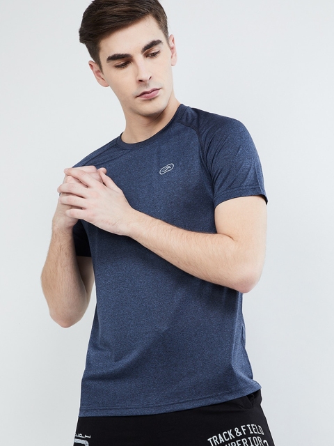 max Men Blue Solid Round Neck T-shirt