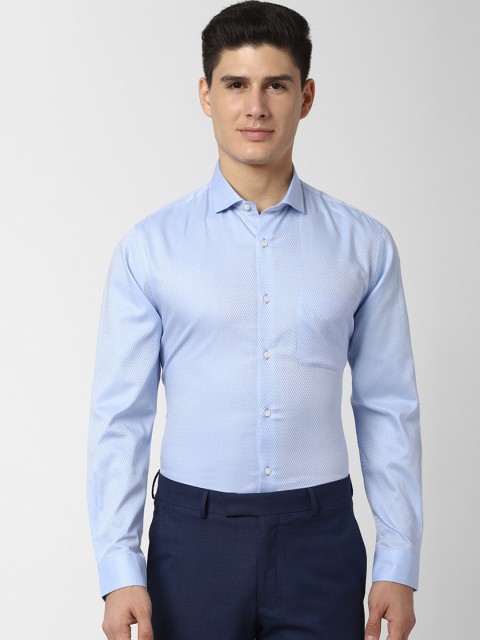 

Peter England Men Blue Regular Fit Self Design Formal Shirt