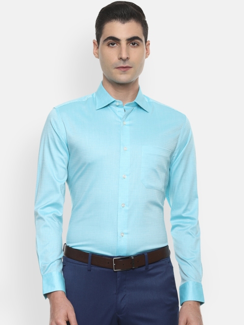 

Louis Philippe Men Turquoise Blue Regular Fit Self Design Formal Shirt