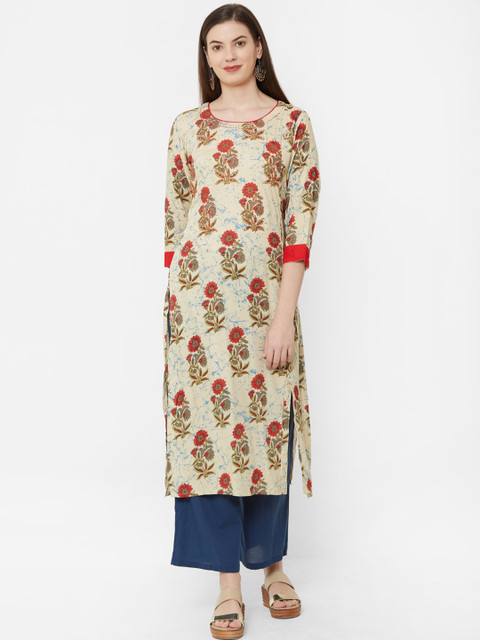 

Juliet Women Red & Beige Printed Straight Kurta