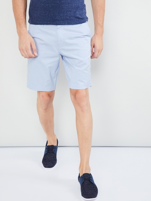 

max Men Blue Solid Regular Fit Chino Shorts