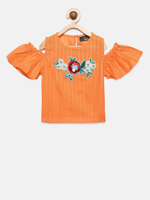 

Actuel Girls Orange Embroidered Top