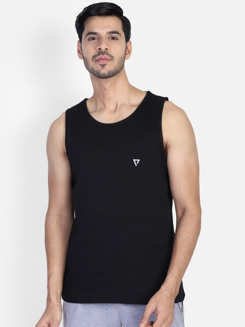 

PROTEENS Men Black Solid Rapid-Dry Round Neck T-shirt