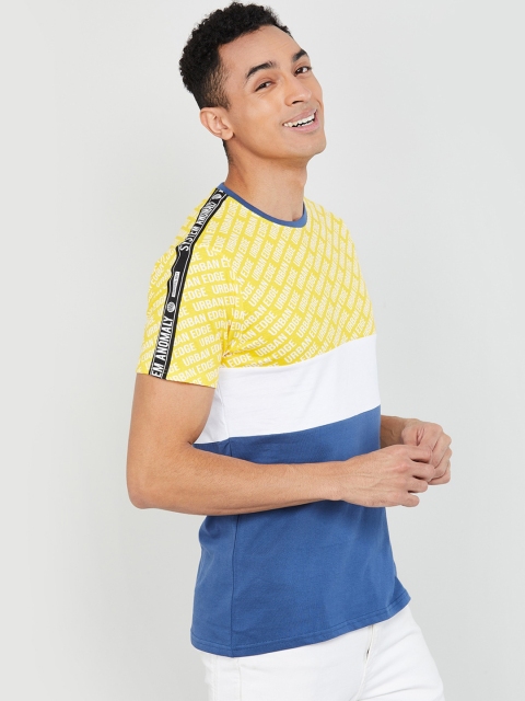 

max Men Yellow Colourblocked Round Neck T-shirt