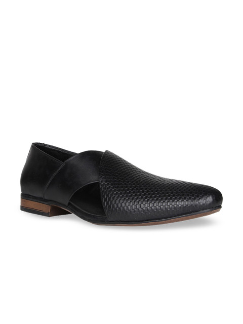 

Regal Men Black Textured Leather Formal Slip-On Shoes