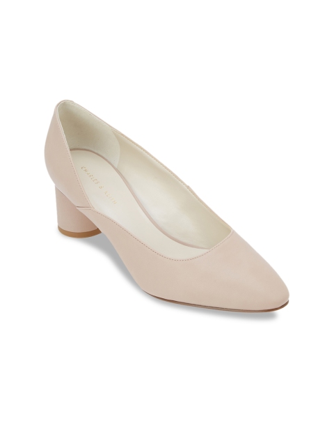 

CHARLES & KEITH Women Nude-Coloured Solid Pumps