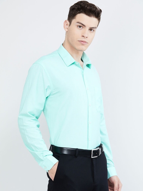 

max Men Green Regular Fit Solid Formal Shirt