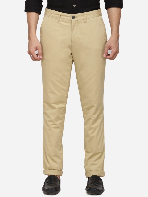 

JADE BLUE Men Beige Slim Fit Solid Chinos