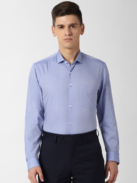 

Peter England Men Blue Regular Fit Self Design Formal Shirt