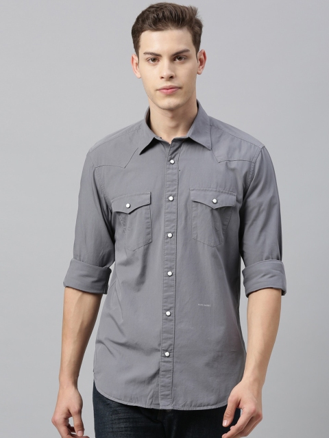 

RARE RABBIT Men Grey Tailored Fit Solid Casual Shirt