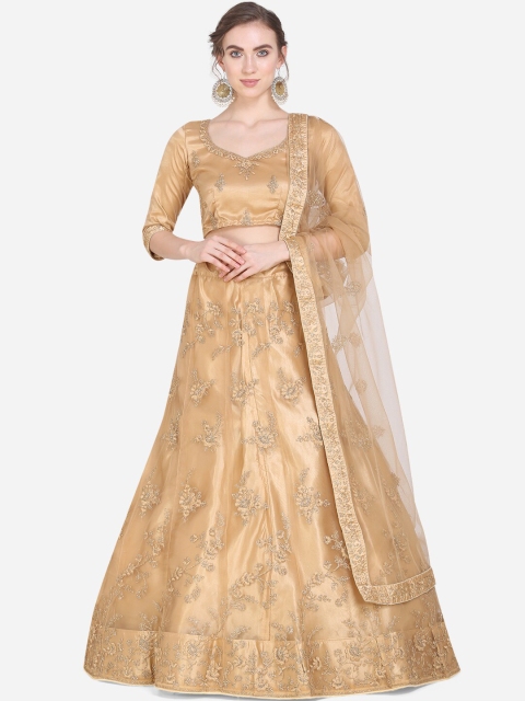 

Mitera Beige Semi-Stitched Lehenga & Blouse with Dupatta