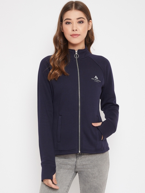 

AGIL ATHLETICA Women Navy Blue Solid Open Front Jacket