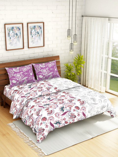 

SPACES Purple & Maroon Printed Double Queen Bedding Set