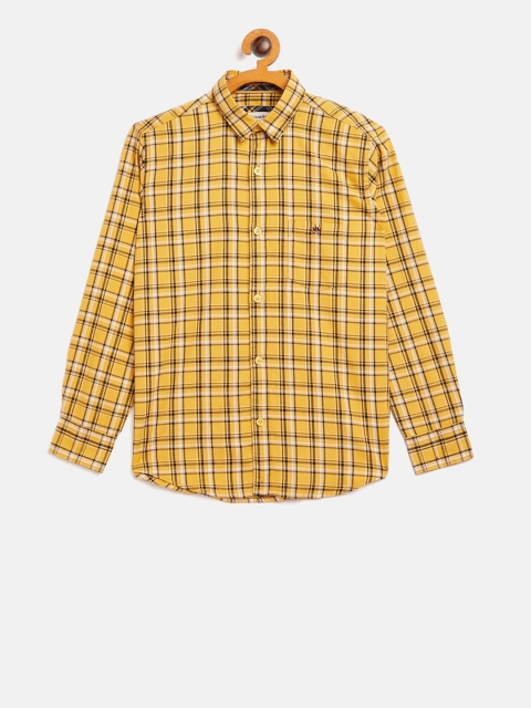 

Crimsoune Club Boys Yellow & Black Slim Fit Checked Casual Shirt