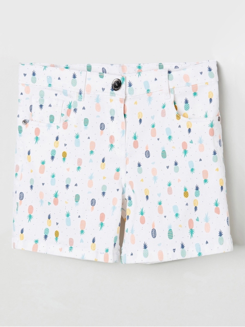 

max Girls White Printed Regular Fit Regular Shorts