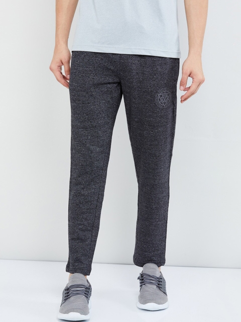 

max Men Black Solid Straight-Fit Track Pants, Charcoal