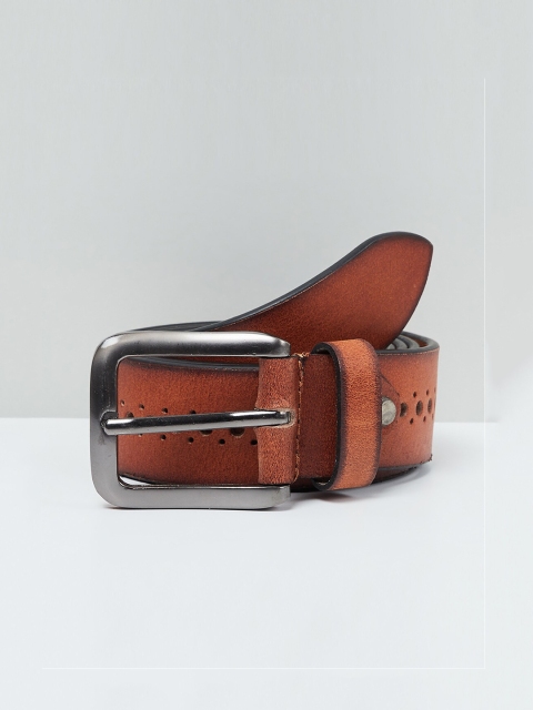 

max Men Tan Brown Solid Leather Belt