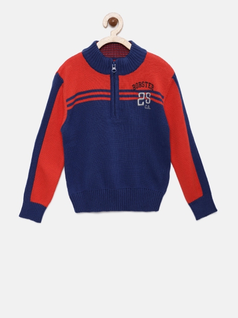 

Akiva Boys Blue & Orange Colourblocked Pullover Sweater