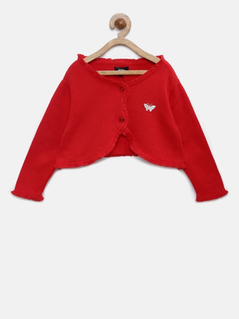

Akiva Girls Red Solid Cardigan Sweater