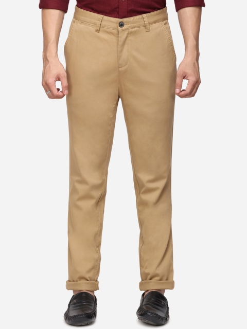 

JADE BLUE Men Khaki Regular Fit Solid Trousers