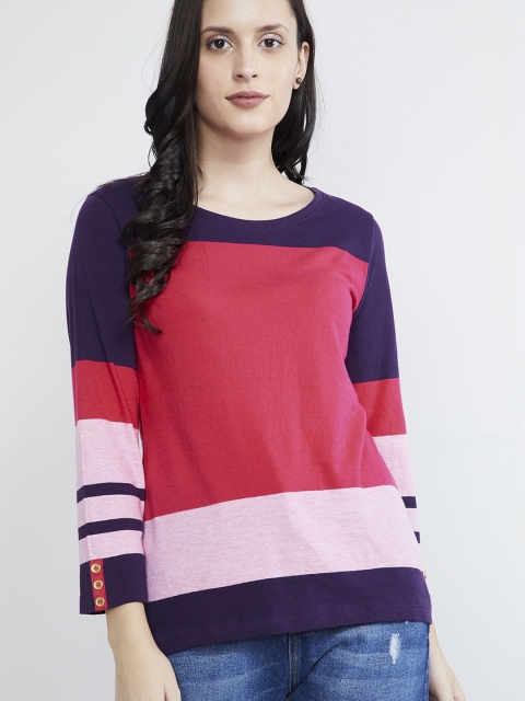

max Women Fuchsia & Violet Colourblocked Top