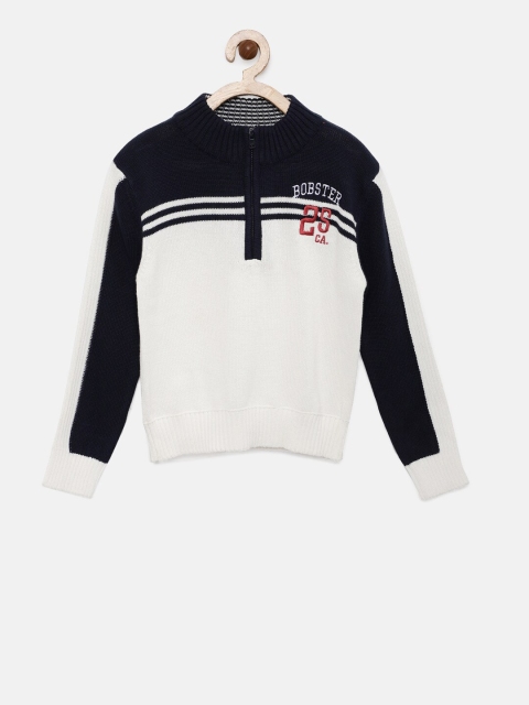 

Akiva Boys White Colourblocked Pullover Sweater