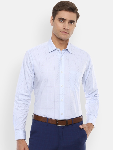 

Louis Philippe Men Blue & Purple Slim Fit Checked Formal Shirt