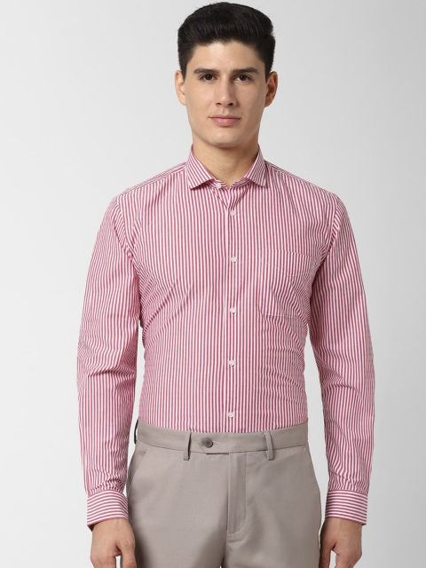 

Peter England Men Red & White Slim Fit Striped Formal Shirt