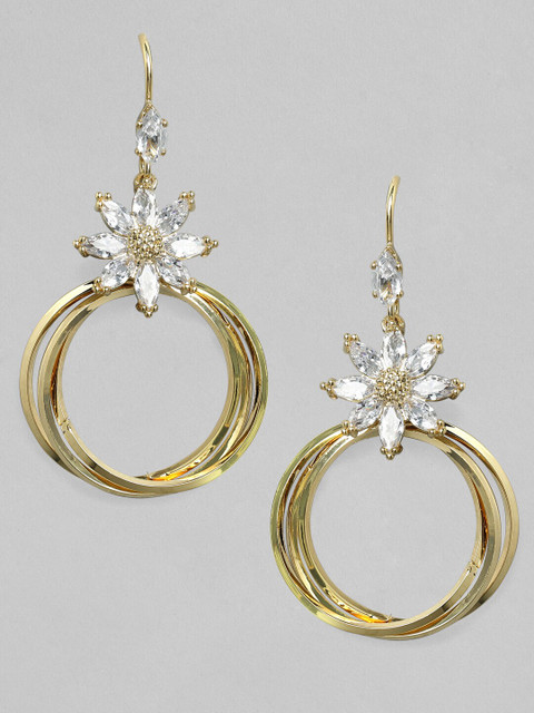 

TOKYO TALKIES X rubans FASHION ACCESSORIES Gold-Plated & White Circular Drop Earrings