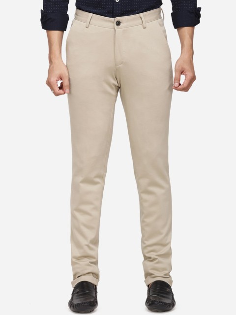 

JADE BLUE Men Taupe Slim Fit Solid Formal Trousers