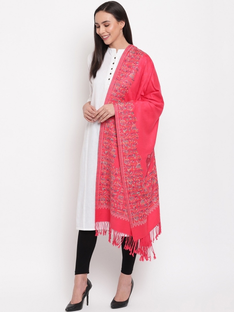 

HK colours of fashion Women Coral Pink & Grey Printed Stole