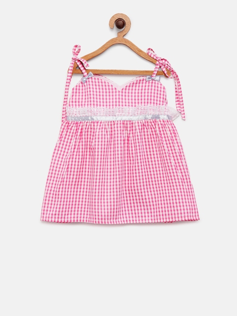 

MANY FROCKS & Girls Pink Checked A-Line Dress