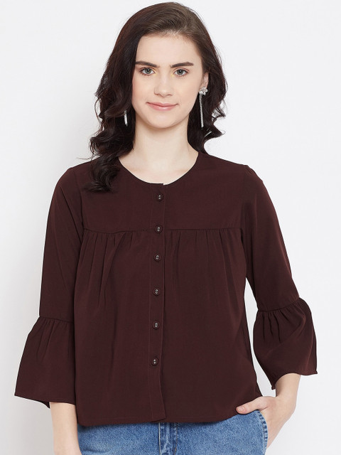 

LUCERO Women Burgundy Solid A-Line Top