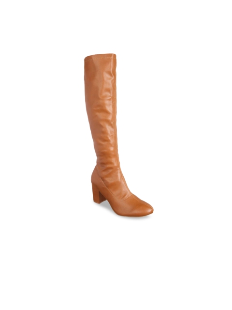 

Flat n Heels Women Tan Brown Solid Heeled Boots