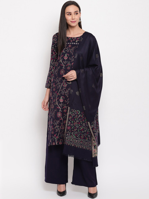

HK colours of fashion Navy Blue Viscose Rayon Unstitched Dress Material