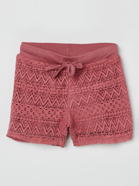 

max Girls Mauve Self Design Slim Fit Regular Shorts