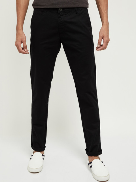 

max Men Black Slim Fit Solid Chinos