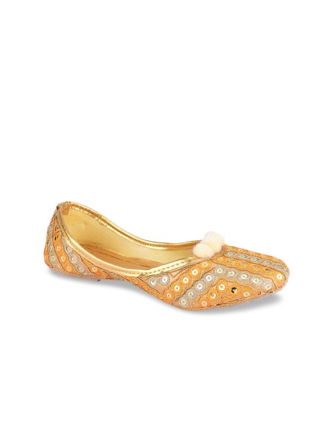 

DESI COLOUR Girls Mustard Yellow Embellished Mojaris