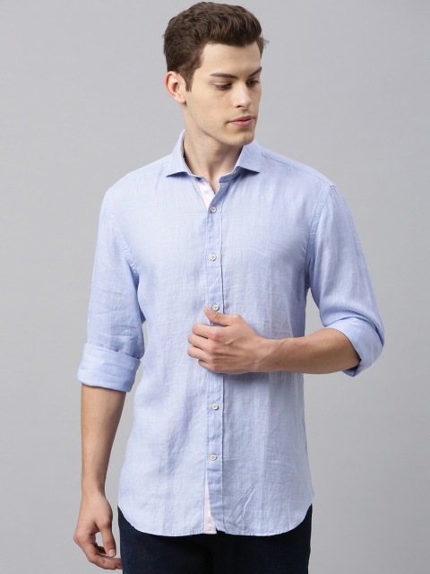 

RARE RABBIT Men Blue Tailored Fit Solid Casual Shirt