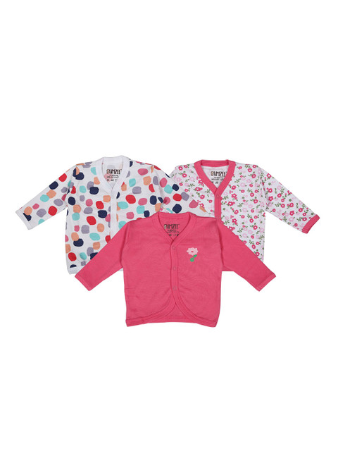 

BUMZEE Kids Pack of 3 Printed Jhablas, Pink
