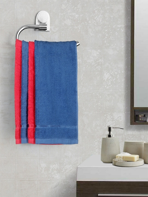 

CORE Designed by SPACES Set of 4 Coral & Blue Solid 380 GSM Hand Towels