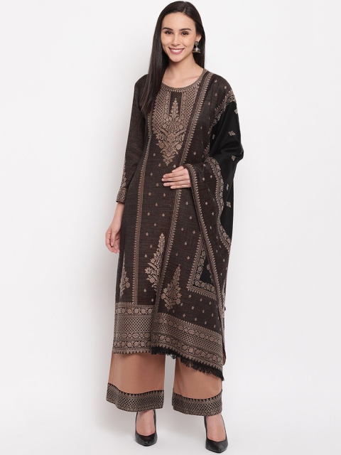 

HK colours of fashion Coffee Brown Viscose Rayon Unstitched Dress Material